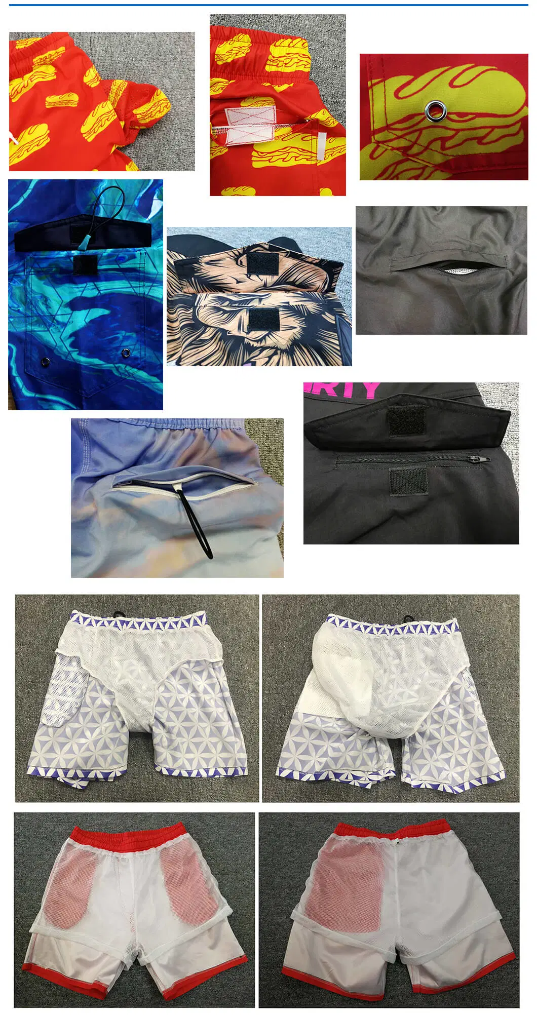 Wholesale Plus Size Shorts Inseam Men Fashion Clothing Swim Trunks with Compression Liner