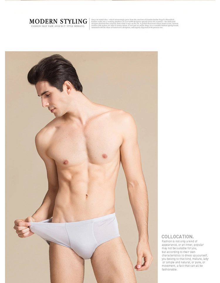 Fashion Sexy Fine Nylon Men&prime;s U-Convex Triangle Printing Swimming Trunks